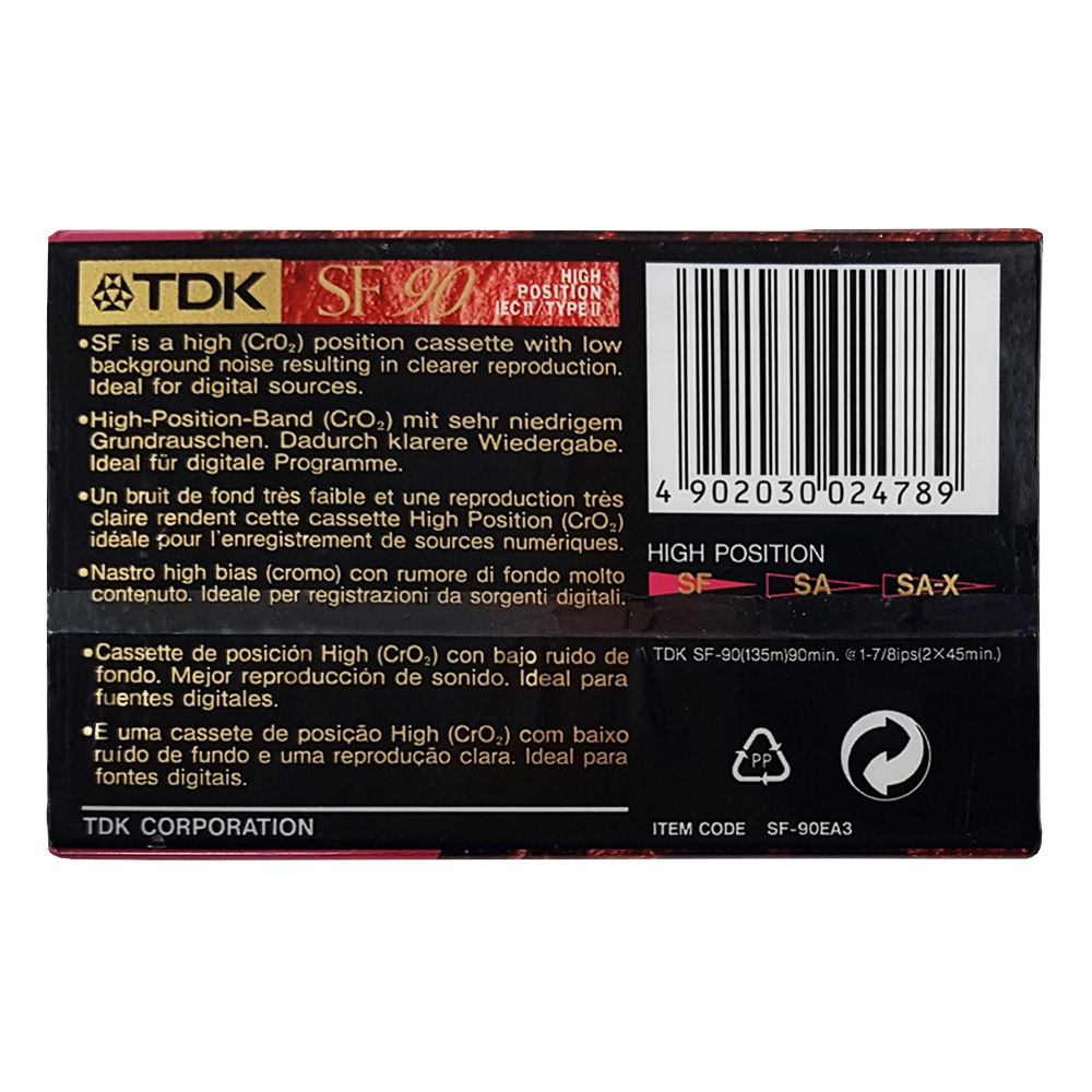 Tdk Sf90 1995 Chrome Blank Audio Cassette Tape 3 Pack Retro Style